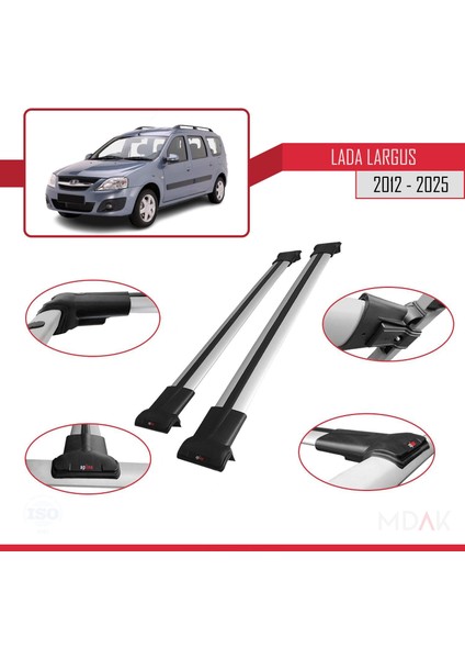Lada Largus 2012 ve Sonrası ile Uyumlu Fly Model Ara Atkı Tavan Barı Gri 2 Adet