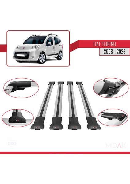 Fiat Fiorino 3 2008 ve Sonrası ile Uyumlu Fly Model Ara Atkı Tavan Barı Gri 4 Adet fırsatları