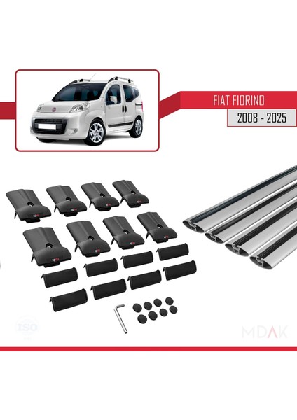 Fiat Fiorino 3 2008 ve Sonrası ile Uyumlu Fly Model Ara Atkı Tavan Barı Gri 4 Adet indirimleri