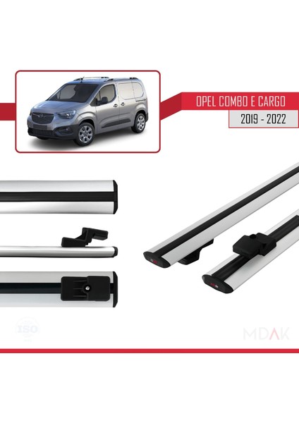 Opel Combo E Cargo 2019-2022 Arası ile Uyumlu Basıc Model Ara Atkı Tavan Barı Gri 2 Adet