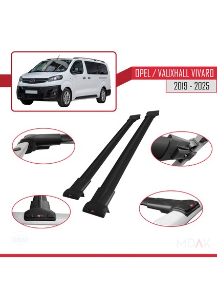 Opel Vivaro C 2019 ve Sonrası ile Uyumlu Fly Model Ara Atkı Tavan Barı Siyah 2 Adet modelleri