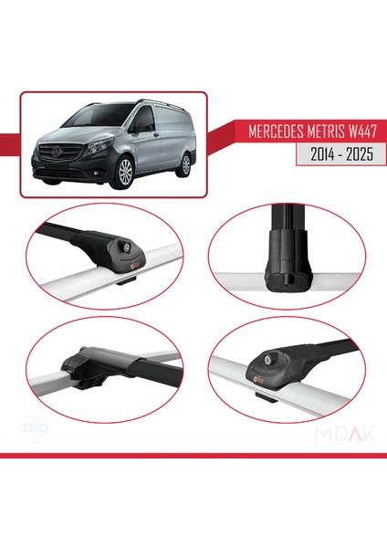 Mercedes Metris (W447) 2014 ve Sonrası ile Uyumlu Ace-1 Ara Atkı Tavan Barı Siyah 4 Adet fırsatları