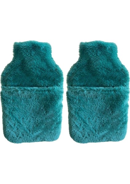 Sıcak Su Torbası 2 Adet,cepli Yeşil Peluş Termofor 32,5X17,5CM 1500 ml