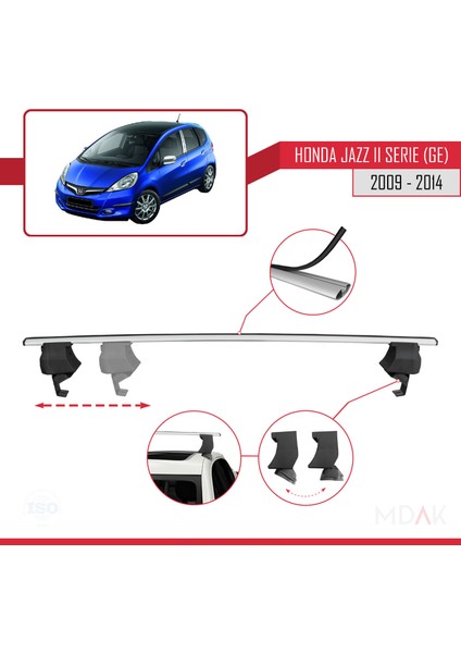Honda Jazz 2 (Ge) 2009-2014 Arası ile Uyumlu Ace-4 Ara Atkı Tavan Barı Gri 2 Adet modelleri