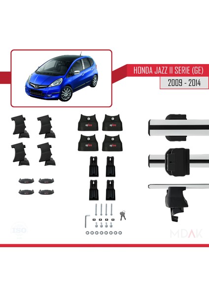 Honda Jazz 2 (Ge) 2009-2014 Arası ile Uyumlu Ace-4 Ara Atkı Tavan Barı Gri 2 Adet indirimleri