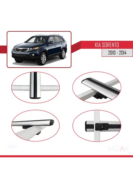 Kia Sorento 2 (Xm) 2010-2014 Arası ile Uyumlu Basıc Model Ara Atkı Tavan Barı Gri 2 Adet fırsatları