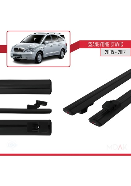 Ssangyong Stavic 2005-2012 Arası ile Uyumlu Basıc Model Ara Atkı Tavan Barı Siyah 2 Adet modelleri