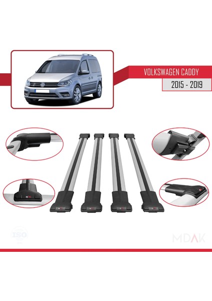 Volkswagen Caddy 3 (Sa) 2015-2019 Arası ile Uyumlu Fly Model Ara Atkı Tavan Barı Gri 4 Adet fırsatları