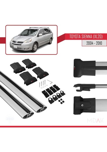 Toyota Sienna 2 (XL20) 2004-2010 Arası ile Uyumlu Fly Model Ara Atkı Tavan Barı Gri 2 Adet indirimleri