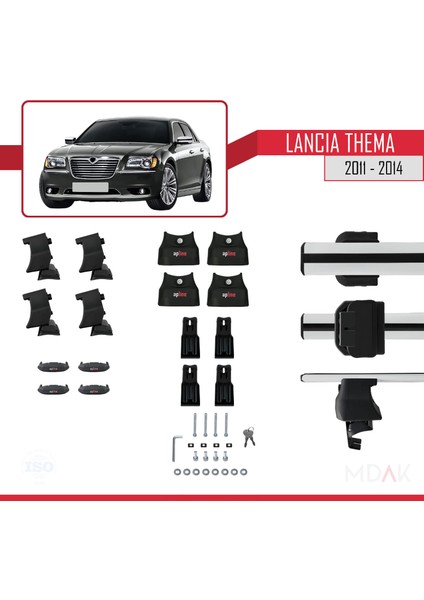 Lancia Thema 2 2011-2014 Arası ile Uyumlu Ace-4 Ara Atkı Tavan Barı Gri 2 Adet indirimleri