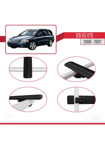 Volvo V70 2000-2007 Arası ile Uyumlu Basıc Model Ara Atkı Tavan Barı Siyah 2 Adet fırsatları