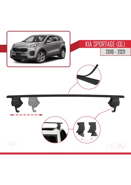 Kia Sportage (Ql) 2016-2021 Arası ile Uyumlu Ace-4 Ara Atkı Tavan Barı Siyah 2 Adet modelleri