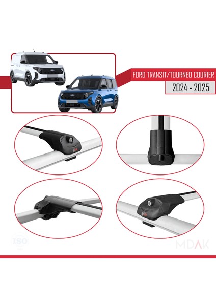Ford Transit / Tourneo Courier 2024 ve Sonrası ile Uyumlu Ace-1 Ara Atkı Tavan Barı Gri 3 Adet fırsatları