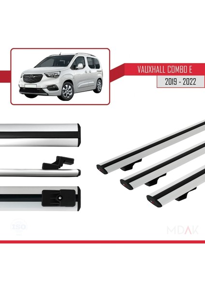 Vauxhall Combo E Life 2019-2022 Arası ile Uyumlu Basıc Model Ara Atkı Tavan Barı Gri 3 Adet modelleri