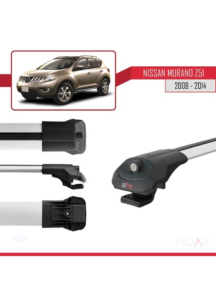 Nissan Murano 2 (Z51) 2008-2014 Arası ile Uyumlu Ace-1 Ara Atkı Tavan Barı Gri 3 Adet modelleri