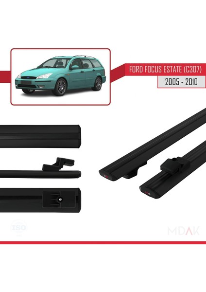 Ford Focus 2 (C307) Sw 2005-2010 Arası ile Uyumlu Basıc Model Ara Atkı Tavan Barı Siyah 2 Adet modelleri