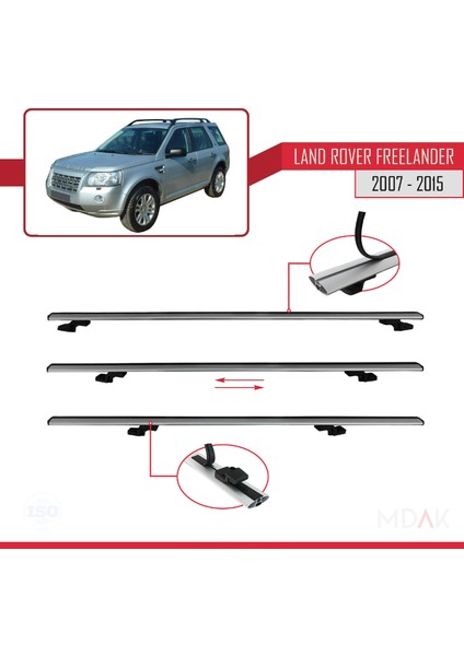 Land Rover Freelander 2 (L359) 2007-2015 Arası ile Uyumlu Basıc Model Ara Atkı Tavan Barı Gri 2 Adet indirimleri