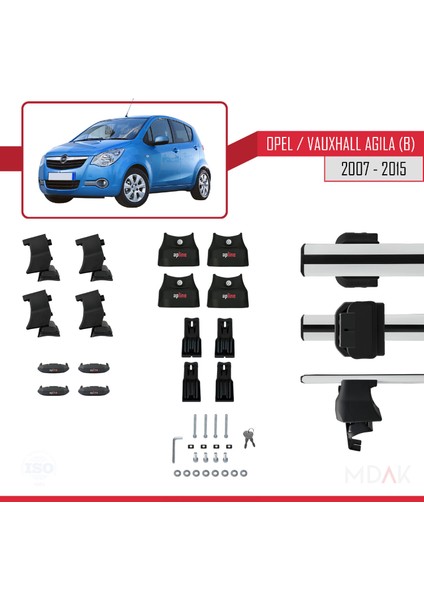 Opel/vauxhall Agila (B) 2007-2015 Arası ile Uyumlu Ace-4 Ara Atkı Tavan Barı Gri 2 Adet indirimleri
