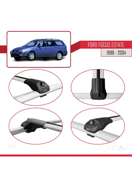 Ford Focus (C170) Sw 1998-2004 Arası ile Uyumlu Ace-1 Ara Atkı Tavan Barı Gri 2 Adet fırsatları