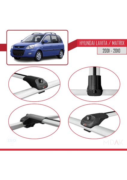Hyundai Matrix (Fc) 2001-2010 Arası ile Uyumlu Ace-1 Ara Atkı Tavan Barı Gri 2 Adet fırsatları