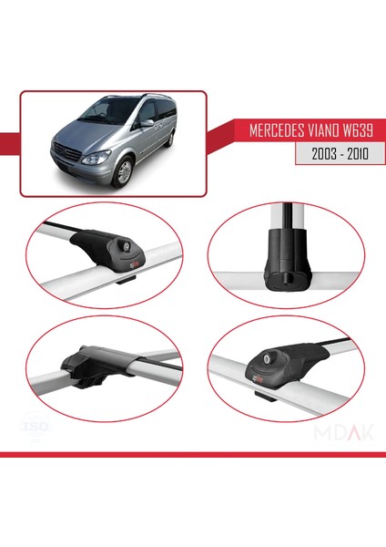 Mercedes Viano 2 (W639) Pre-Facelift 2003-2010 Arası ile Uyumlu Ace-1 Ara Atkı Tavan Barı Gri 2 Adet fırsatları