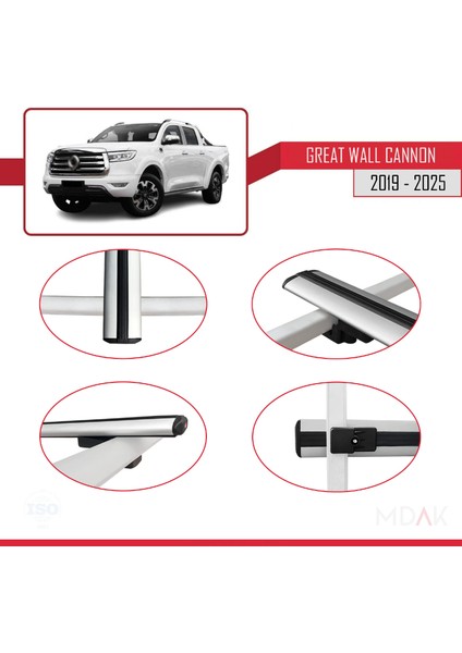 Great Wall Cannon 2019 ve Sonrası ile Uyumlu Basıc Model Ara Atkı Tavan Barı Gri 3 Adet fırsatları