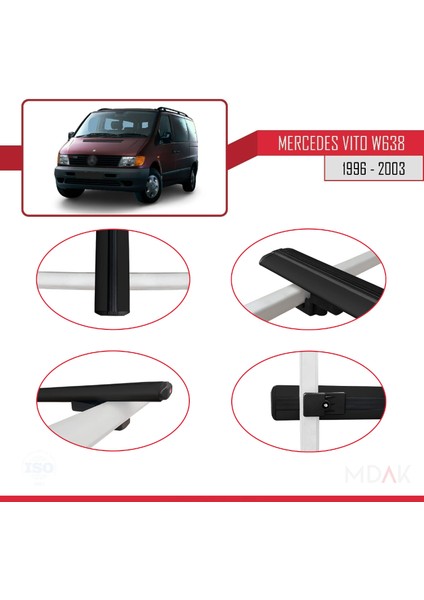 Mercedes Vito (W638) 1996-2003 Arası ile Uyumlu Basıc Model Ara Atkı Tavan Barı Siyah 3 Adet fırsatları
