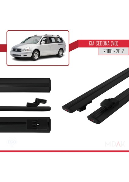 Kia Sedona 2 (Vq) 2006-2012 Arası ile Uyumlu Basıc Model Ara Atkı Tavan Barı Siyah 2 Adet modelleri