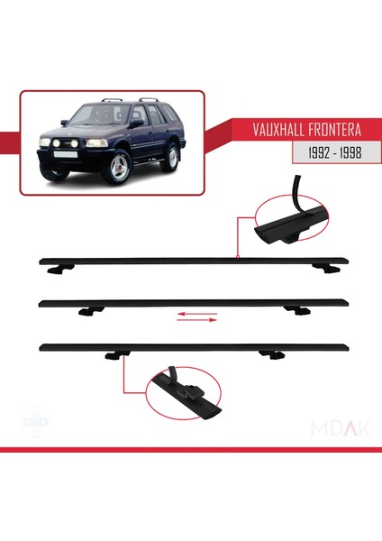 Vauxhall Frontera 1992-1998 Arası ile Uyumlu Basıc Model Ara Atkı Tavan Barı Siyah 2 Adet indirimleri