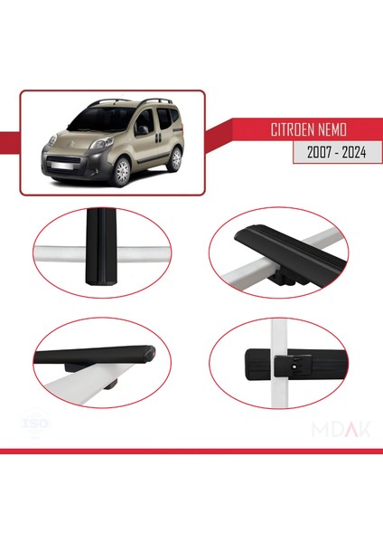 Citroen Nemo 3 (225) 2008-2017 Arası ile Uyumlu Basıc Model Ara Atkı Tavan Barı Siyah 2 Adet fırsatları