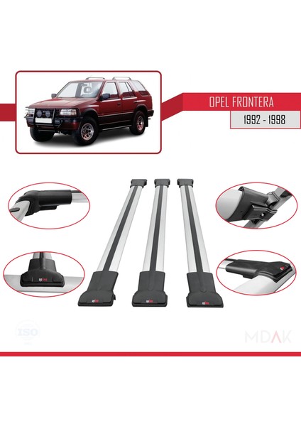 Opel Frontera 1992-1998 Arası ile Uyumlu Fly Model Ara Atkı Tavan Barı Gri 3 Adet fırsatları