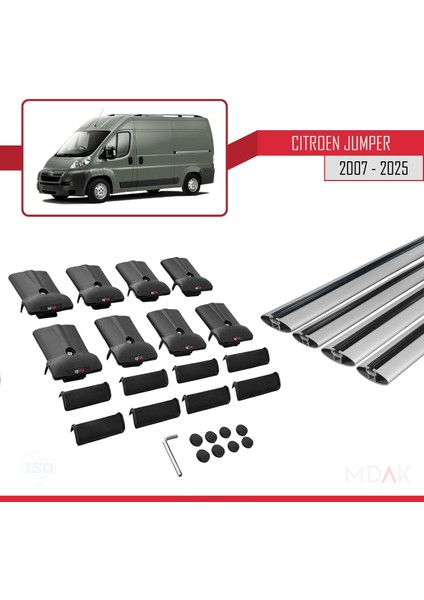 Citroen Jumper 2 2007 ve Sonrası ile Uyumlu Fly Model Ara Atkı Tavan Barı Gri 4 Adet indirimleri