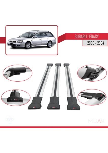 Subaru Legacy 3 (Be) 2000-2004 Arası ile Uyumlu Fly Model Ara Atkı Tavan Barı Gri 3 Adet fırsatları