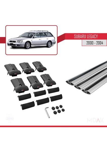 Subaru Legacy 3 (Be) 2000-2004 Arası ile Uyumlu Fly Model Ara Atkı Tavan Barı Gri 3 Adet indirimleri
