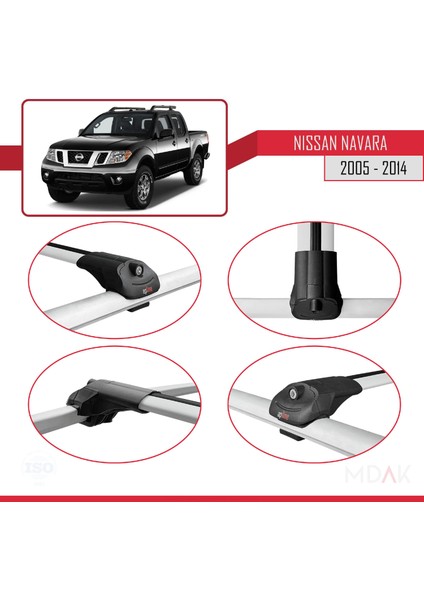 Nissan Navara 3 (D40) 2005-2014 Arası ile Uyumlu Ace-1 Ara Atkı Tavan Barı Gri 3 Adet fırsatları