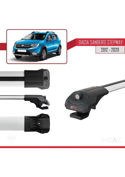 Dacia Sandero Stepway 2 2012-2020 Arası ile Uyumlu Ace-1 Ara Atkı Tavan Barı Gri 3 Adet modelleri