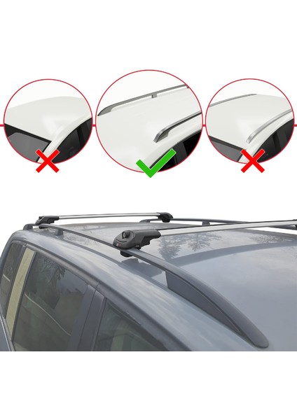 Opel Combo D 2012-2018 Arası ile Uyumlu Ace-1 Ara Atkı Tavan Barı Gri 2 Adet