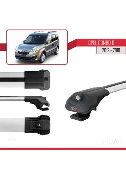 Opel Combo D 2012-2018 Arası ile Uyumlu Ace-1 Ara Atkı Tavan Barı Gri 2 Adet