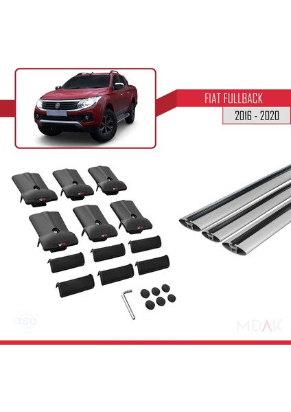 Fiat Fullback 2016-2020 Arası ile Uyumlu Fly Model Ara Atkı Tavan Barı Gri 3 Adet indirimleri