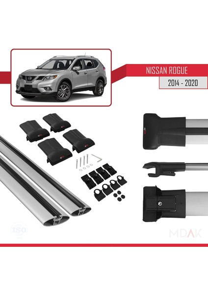 Nissan Rogue 2 (T32) 2014-2020 Arası ile Uyumlu Fly Model Ara Atkı Tavan Barı Gri 2 Adet indirimleri