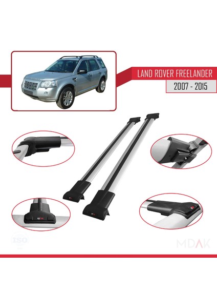 Land Rover Freelander 2 (L359) 2007-2015 Arası ile Uyumlu Fly Model Ara Atkı Tavan Barı Gri 2 Adet modelleri