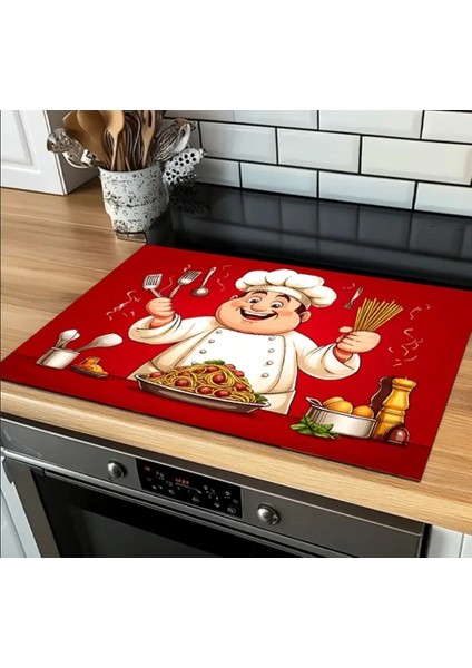 55 cm x 45 cm Jolly Şef ve Makarna Tasarımı Tezgah Üstü Bulaşık Kurutma Matı Bulaşıklık Kurutma Örtüsü modelleri