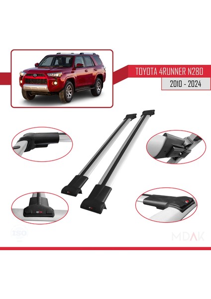 Toyota 4runner (N280) 2010-2024 Arası ile Uyumlu Fly Model Ara Atkı Tavan Barı Gri 2 Adet modelleri