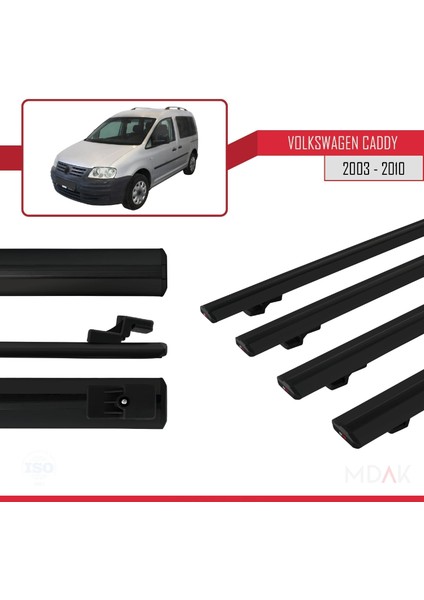 Volkswagen Caddy 3 (2k) 2003-2010 Arası ile Uyumlu Basıc Model Ara Atkı Tavan Barı Siyah 4 Adet modelleri