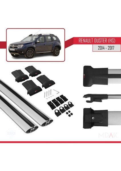 Renault Duster (Hs) Post-Facelift 2014-2017 Arası ile Uyumlu Fly Model Ara Atkı Tavan Barı Gri 2 Adet indirimleri