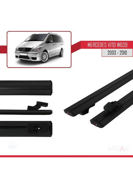 Mercedes Vito 2 (W639) Pre-Facelift 2003-2010 Arası ile Uyumlu Basıc Model Ara Atkı Tavan Barı Siyah 2 Adet modelleri