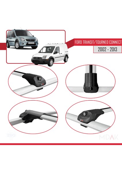 Ford Transit/tourneo Connect 2002-2013 Arası ile Uyumlu Ace-1 Ara Atkı Tavan Barı Gri 4 Adet fırsatları