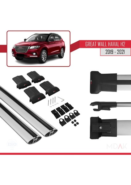 Great Wall Haval H2 2019-2021 Arası ile Uyumlu Fly Model Ara Atkı Tavan Barı Gri 2 Adet indirimleri
