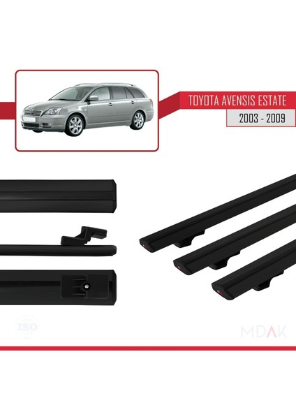 Toyota Avensis Sw 2003-2009 Arası ile Uyumlu Basıc Model Ara Atkı Tavan Barı Siyah 3 Adet modelleri