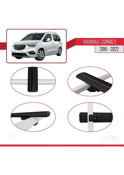 Vauxhall Combo E Life 2019-2022 Arası ile Uyumlu Basıc Model Ara Atkı Tavan Barı Siyah 3 Adet